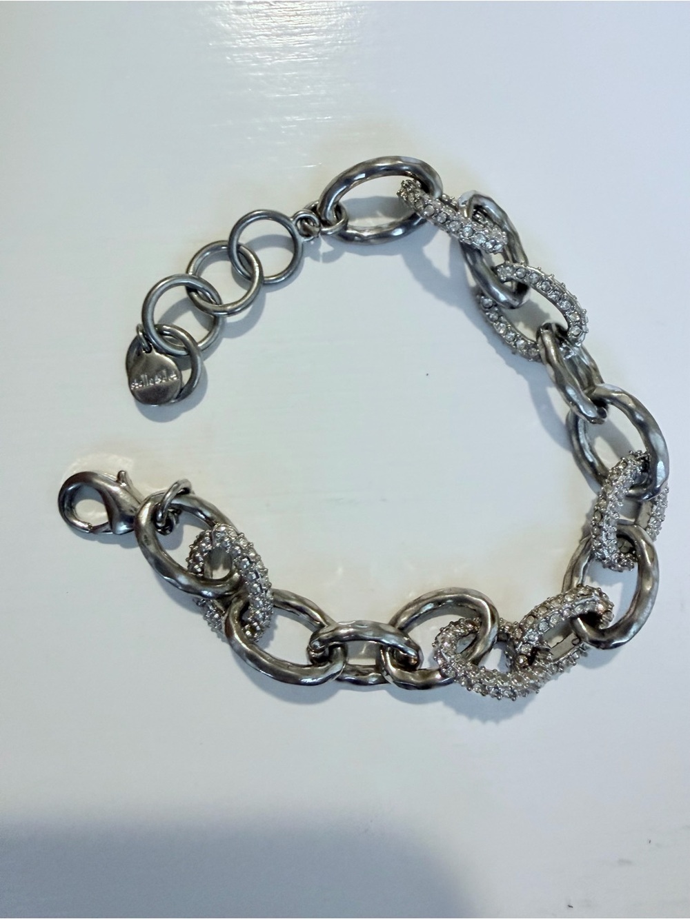 Stella & Dot Dark Gray/Silver-Tone Pave Link Bracelet